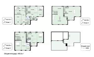 Таунхаус 493м², 3-этажный, участок 6 сот.