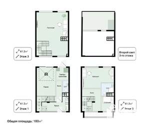 Таунхаус 180м², 3-этажный, участок 2 сот.  