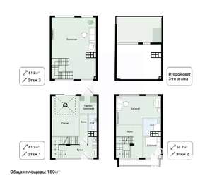 Таунхаус 180м², 3-этажный, участок 2 сот.  