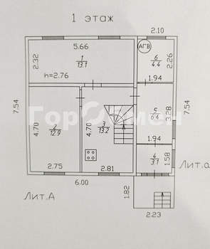 Дом 80м², 1-этажный, участок 7 сот.  