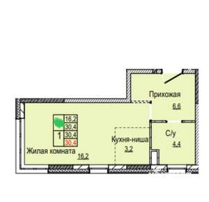 Студия квартира, на длительный срок, 30м2, 2/22 этаж