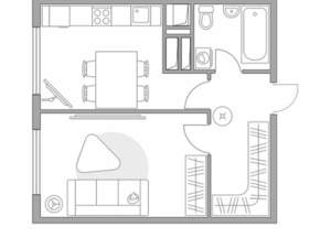 1-к квартира, строящийся дом, 35м2, 22/23 этаж
