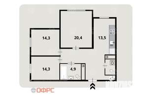 3-к квартира, вторичка, 84м2, 2/17 этаж