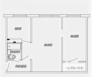 2-к квартира, вторичка, 44м2, 1/5 этаж