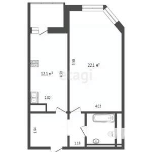 1-к квартира, вторичка, 45м2, 15/19 этаж