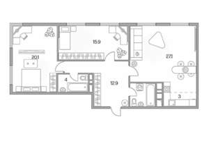 3-к квартира, строящийся дом, 87м2, 12/13 этаж