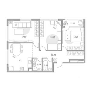 3-к квартира, вторичка, 87м2, 2/23 этаж