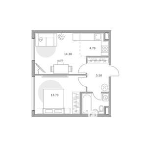 2-к квартира, вторичка, 42м2, 2/23 этаж