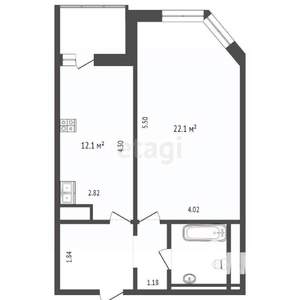 1-к квартира, вторичка, 45м2, 15/19 этаж