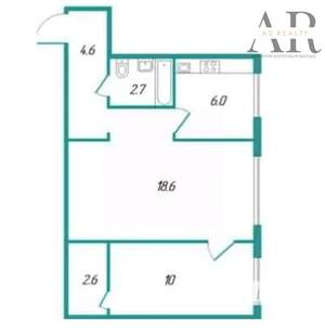 2-к квартира, вторичка, 45м2, 1/5 этаж