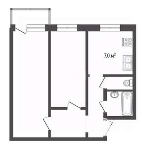 2-к квартира, вторичка, 43м2, 3/9 этаж