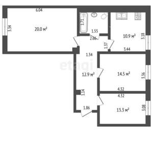 3-к квартира, вторичка, 78м2, 4/5 этаж