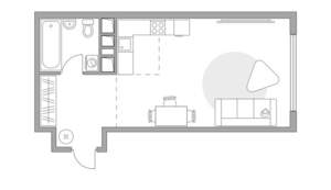 Студия квартира, строящийся дом, 33м2, 12/13 этаж