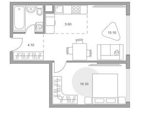 2-к квартира, вторичка, 45м2, 6/23 этаж