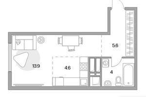 1-к квартира, вторичка, 30м2, 4/23 этаж