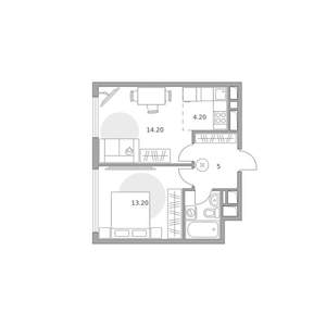 2-к квартира, вторичка, 40м2, 22/23 этаж