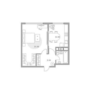 1-к квартира, вторичка, 41м2, 7/23 этаж