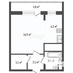 Студия квартира, вторичка, 36м2, 13/20 этаж