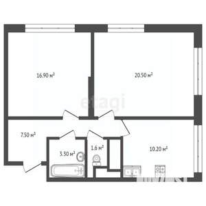 2-к квартира, вторичка, 60м2, 12/18 этаж