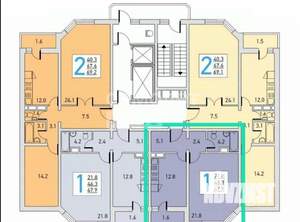 1-к квартира, вторичка, 46м2, 18/25 этаж