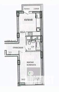 1-к квартира, вторичка, 35м2, 6/23 этаж