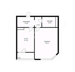 1-к квартира, вторичка, 45м2, 18/19 этаж