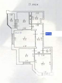 3-к квартира, вторичка, 60м2, 13/17 этаж