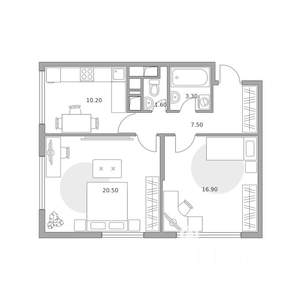 2-к квартира, вторичка, 60м2, 20/23 этаж