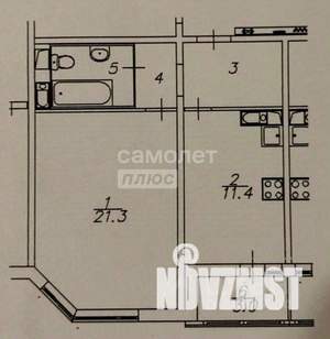 1-к квартира, вторичка, 44м2, 4/25 этаж