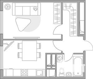 1-к квартира, строящийся дом, 34м2, 22/23 этаж