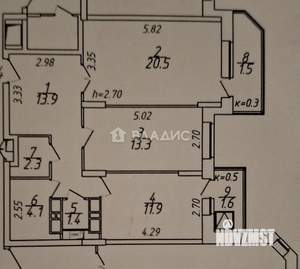 2-к квартира, вторичка, 67м2, 6/25 этаж
