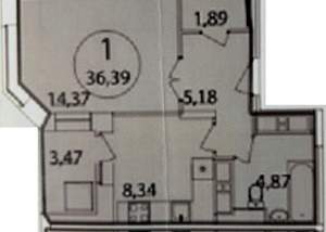 1-к квартира, вторичка, 37м2, 9/18 этаж