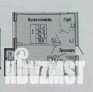 Студия квартира, вторичка, 34м2, 23/23 этаж
