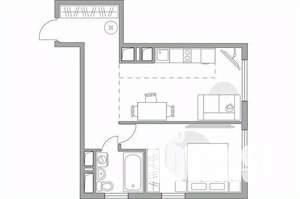 2-к квартира, вторичка, 44м2, 16/23 этаж