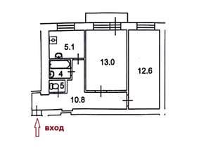 2-к квартира, вторичка, 45м2, 3/5 этаж