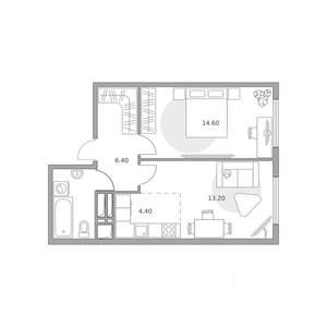 2-к квартира, вторичка, 43м2, 21/23 этаж