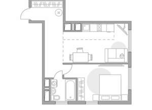 2-к квартира, строящийся дом, 44м2, 17/23 этаж