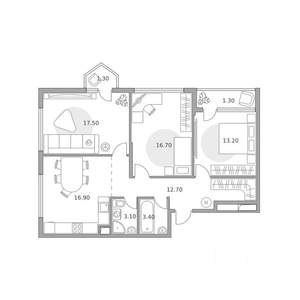 3-к квартира, вторичка, 88м2, 2/23 этаж