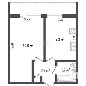 1-к квартира, вторичка, 38м2, 14/16 этаж