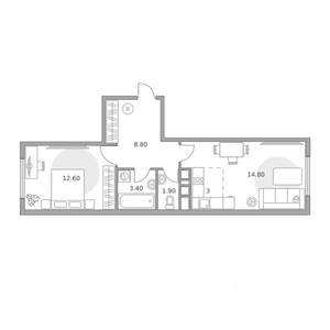 2-к квартира, вторичка, 45м2, 10/23 этаж