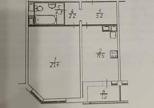 1-к квартира, вторичка, 45м2, 17/19 этаж