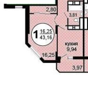 1-к квартира, вторичка, 43м2, 17/21 этаж