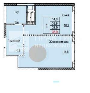 1-к квартира, вторичка, 34м2, 9/23 этаж