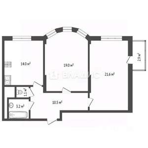 2-к квартира, вторичка, 69м2, 9/13 этаж