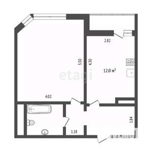 1-к квартира, вторичка, 45м2, 9/21 этаж