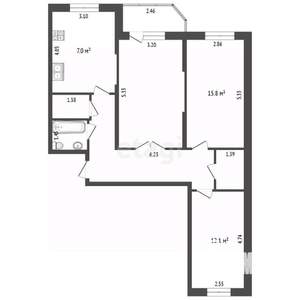 2-к квартира, вторичка, 35м2, 16/19 этаж