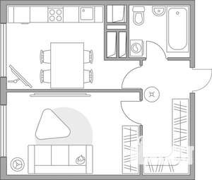 1-к квартира, строящийся дом, 35м2, 22/23 этаж