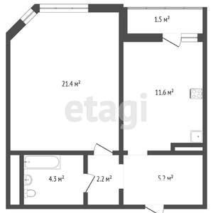 1-к квартира, вторичка, 45м2, 16/17 этаж