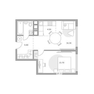 2-к квартира, вторичка, 47м2, 16/23 этаж