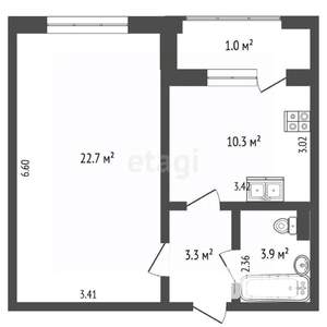 1-к квартира, вторичка, 40м2, 1/18 этаж